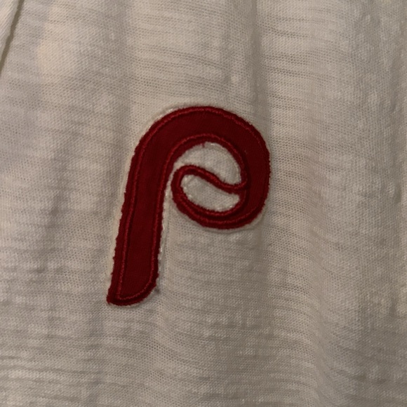 Wright and Ditson Mens Phillies Short Sleeve Off White T Shirt Henley M - Picture 2 of 3